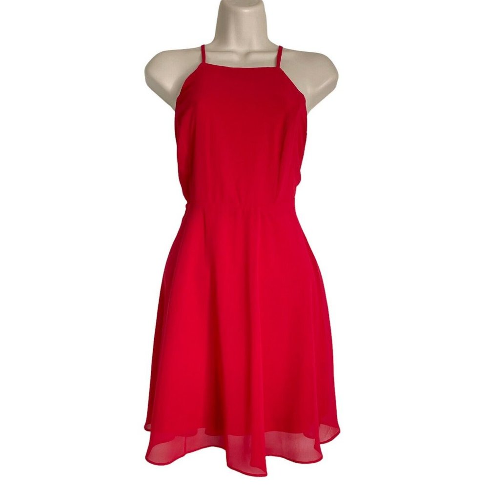 Lulus Red Strap Cross Back Short Flare Out Dress Size Xs Attractive